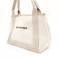 BALENCIAGA Navy Cabas Handbag, Canvas, Beige, 2-Way