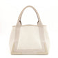 BALENCIAGA Navy Cabas Handbag, Canvas, Beige, 2-Way