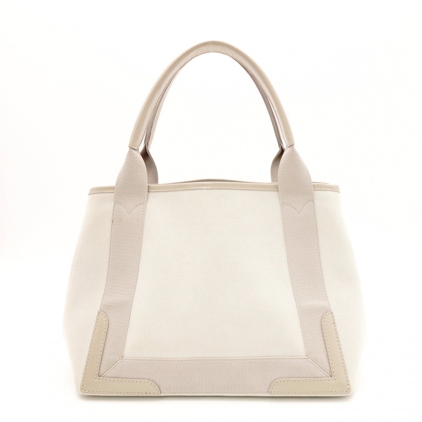 BALENCIAGA Navy Cabas Handbag, Canvas, Beige, 2-Way