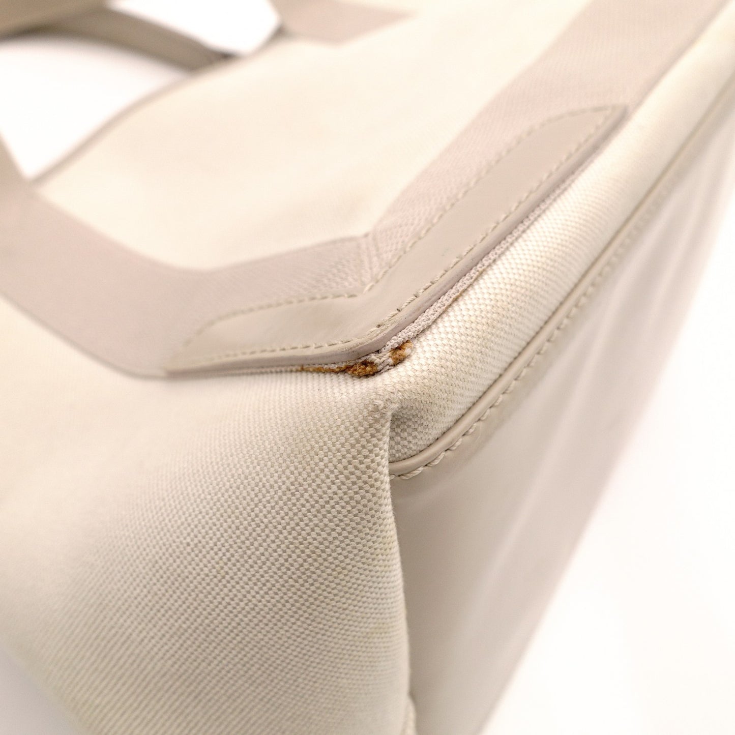 BALENCIAGA Navy Cabas Handbag, Canvas, Beige, 2-Way
