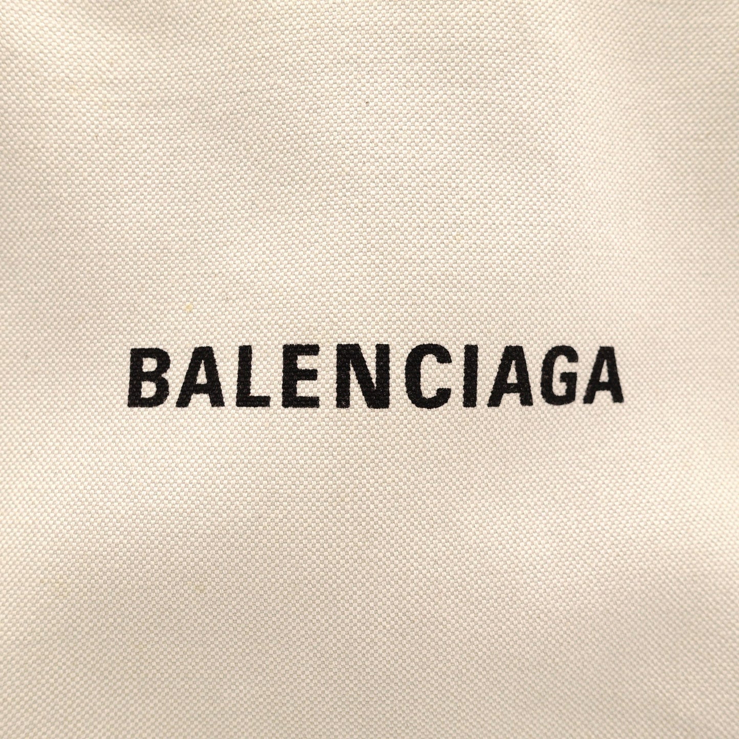 BALENCIAGA Navy Cabas Handbag, Canvas, Beige, 2-Way