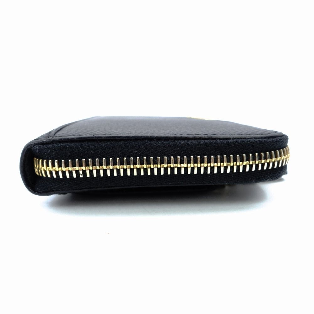 PRADA Saffiano Metal Leather Black Mini Wallet Black Gold Hardware Compact Wallet 7-12-611