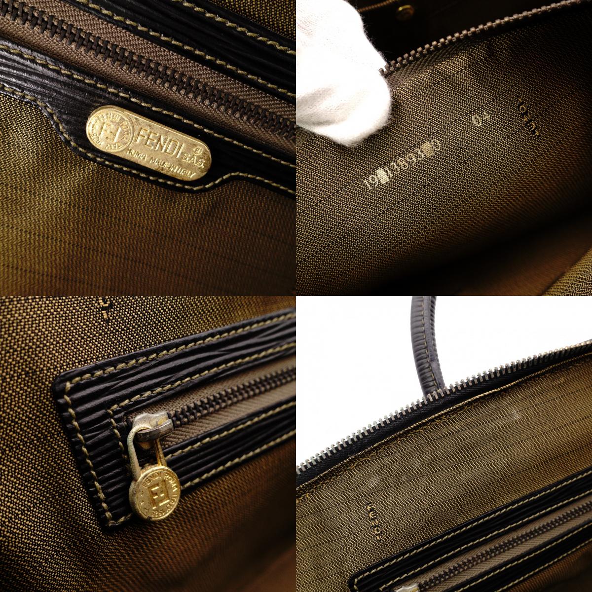 FENDI Vanity Zucca Handbag, Canvas and Leather, Black, Travel Bag