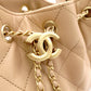 CHANEL Caviar Skin Chanel 25 Mini Shoulder Bag, Leather, Beige, Gold Hardware, IC Plate