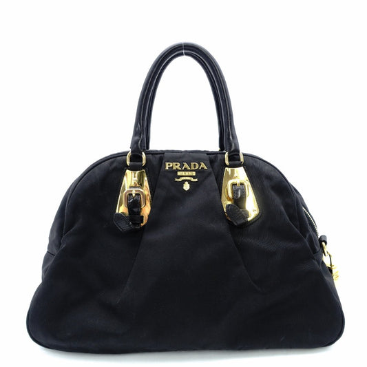 PRADA Tesuto Nylon Handbag Black Gold Hardware Logo 7-11-773