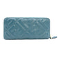 FENDI Zucca Baguette Long Wallet Leather Zippy Wallet Turquoise FF Logo Gold Hardware 7-11-625