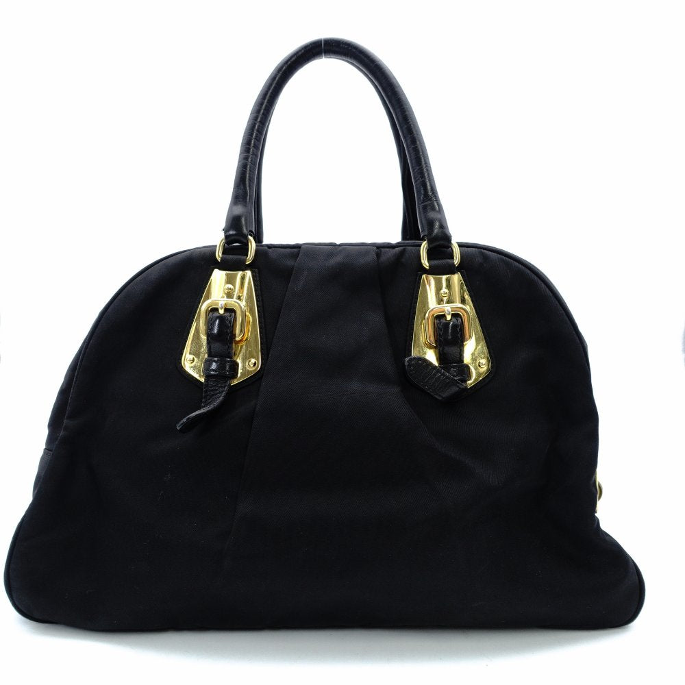 PRADA Tesuto Nylon Handbag Black Gold Hardware Logo 7-11-773