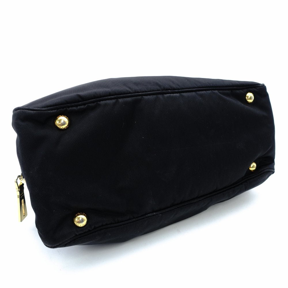 PRADA Tesuto Nylon Handbag Black Gold Hardware Logo 7-11-773