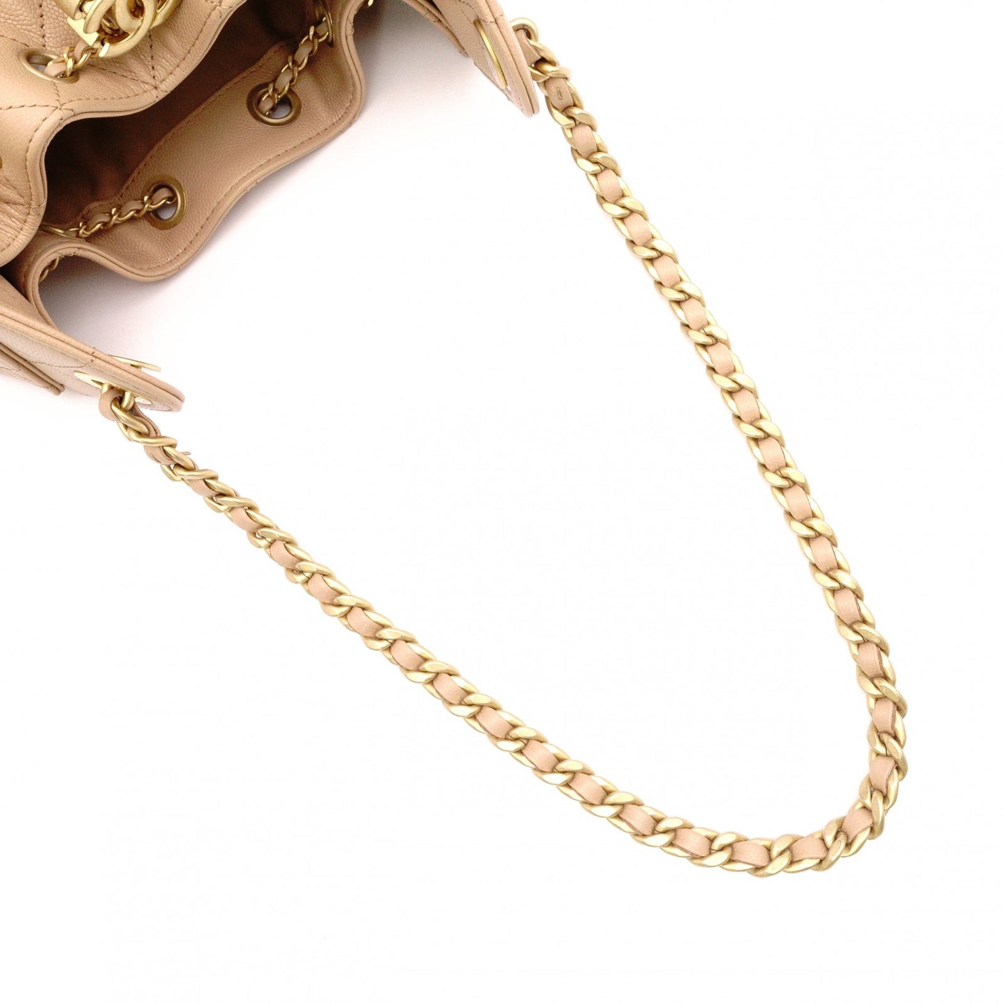 CHANEL Caviar Skin Chanel 25 Mini Shoulder Bag, Leather, Beige, Gold Hardware, IC Plate