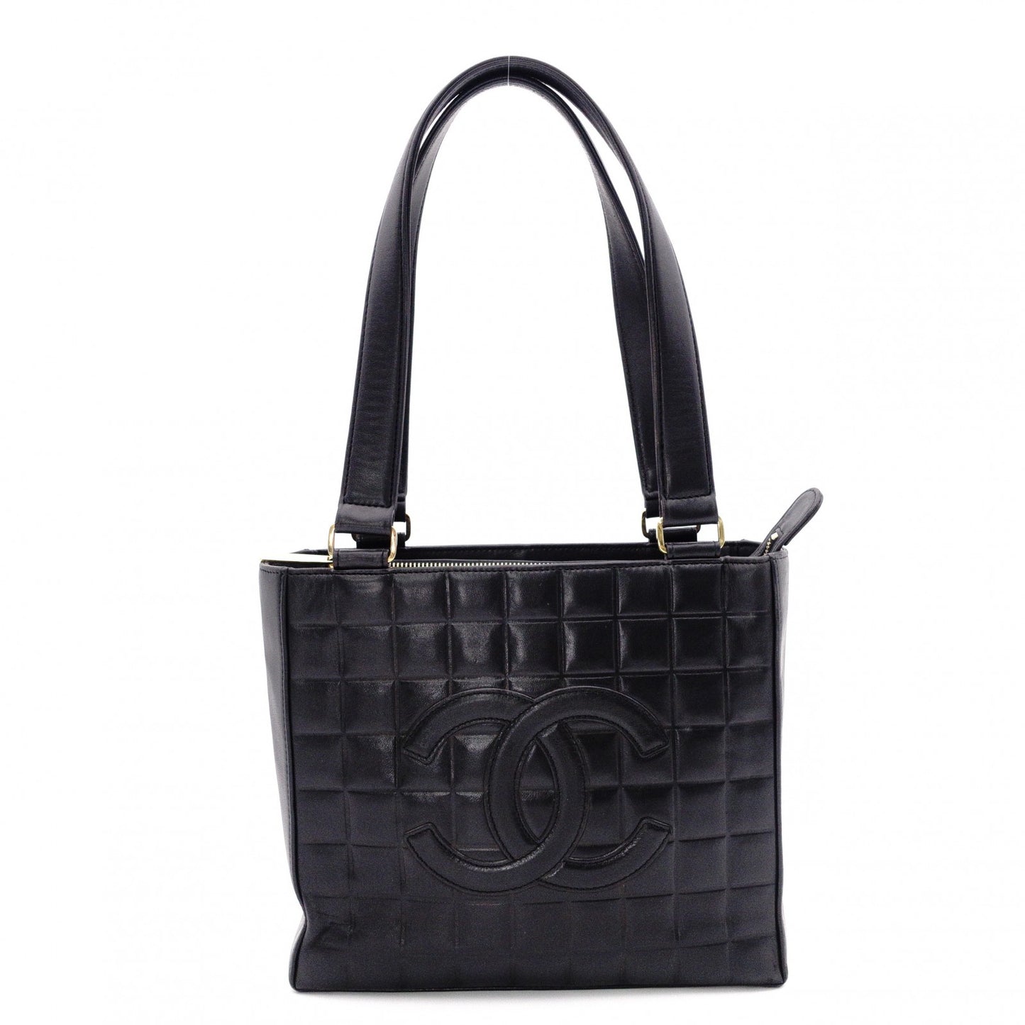 CHANEL Choco Bar Tote Bag, Shoulder Bag, Leather, Black