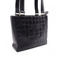 CHANEL Choco Bar Tote Bag, Shoulder Bag, Leather, Black