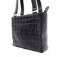 CHANEL Choco Bar Tote Bag, Shoulder Bag, Leather, Black