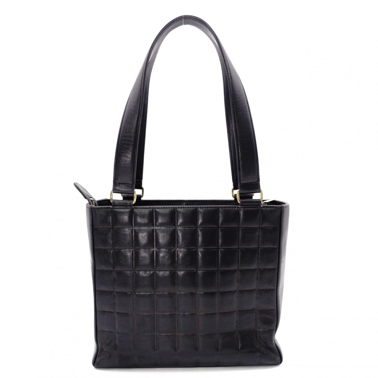 CHANEL Choco Bar Tote Bag, Shoulder Bag, Leather, Black