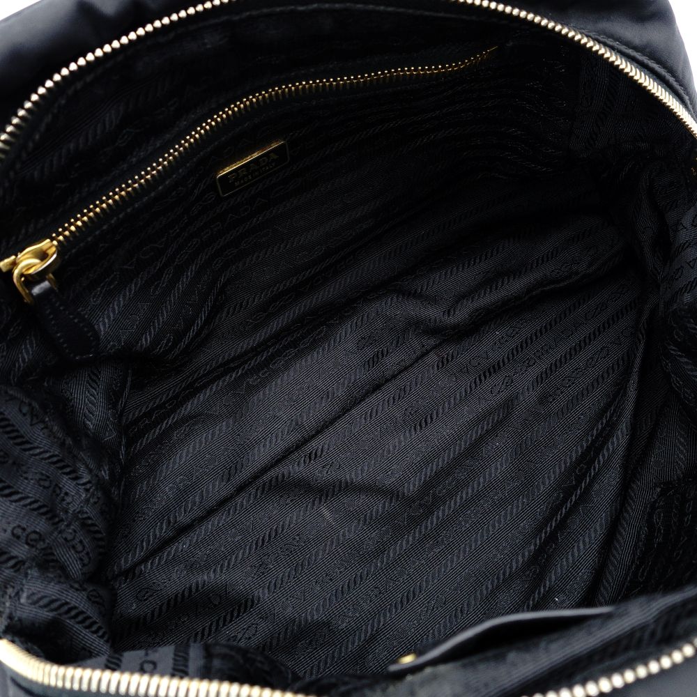 PRADA Tesuto Nylon Handbag Black Gold Hardware Logo 7-11-773