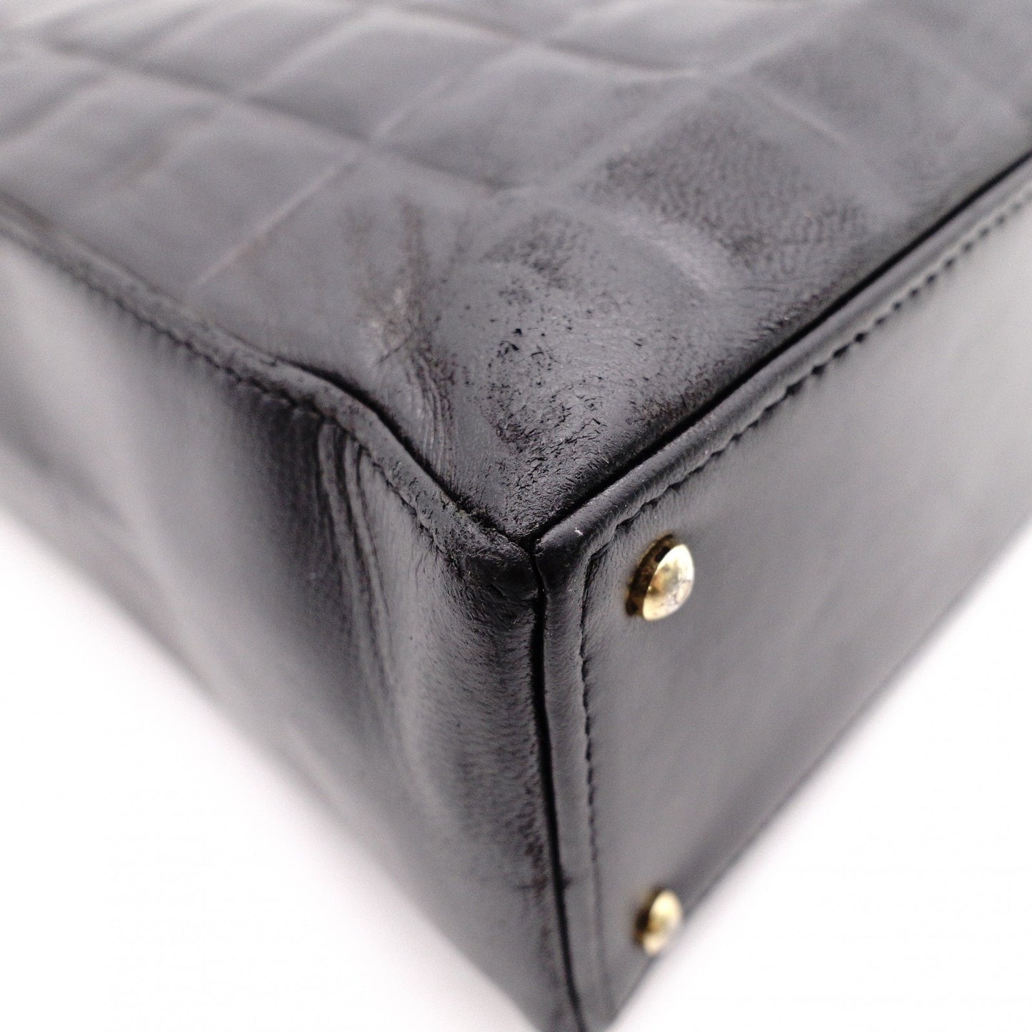CHANEL Choco Bar Tote Bag, Shoulder Bag, Leather, Black