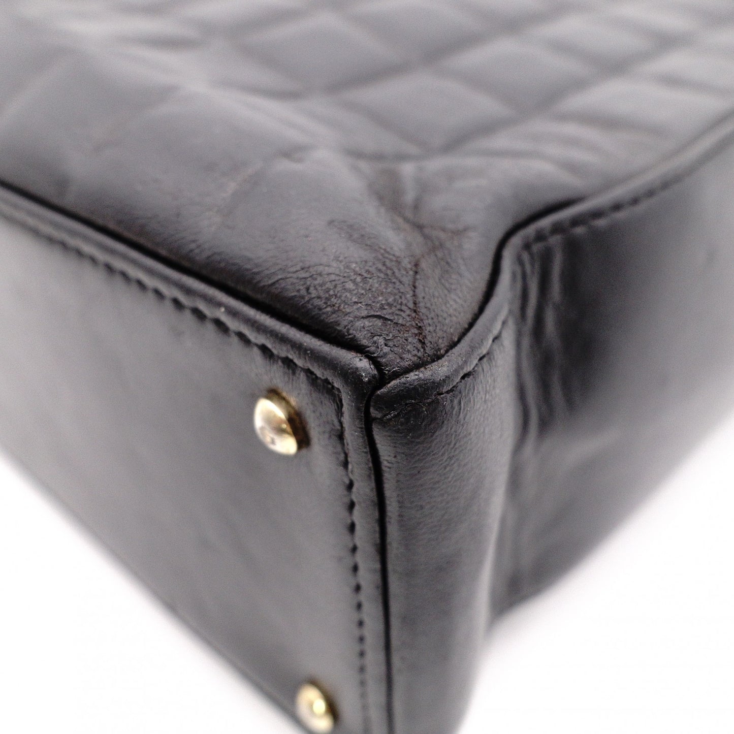 CHANEL Choco Bar Tote Bag, Shoulder Bag, Leather, Black