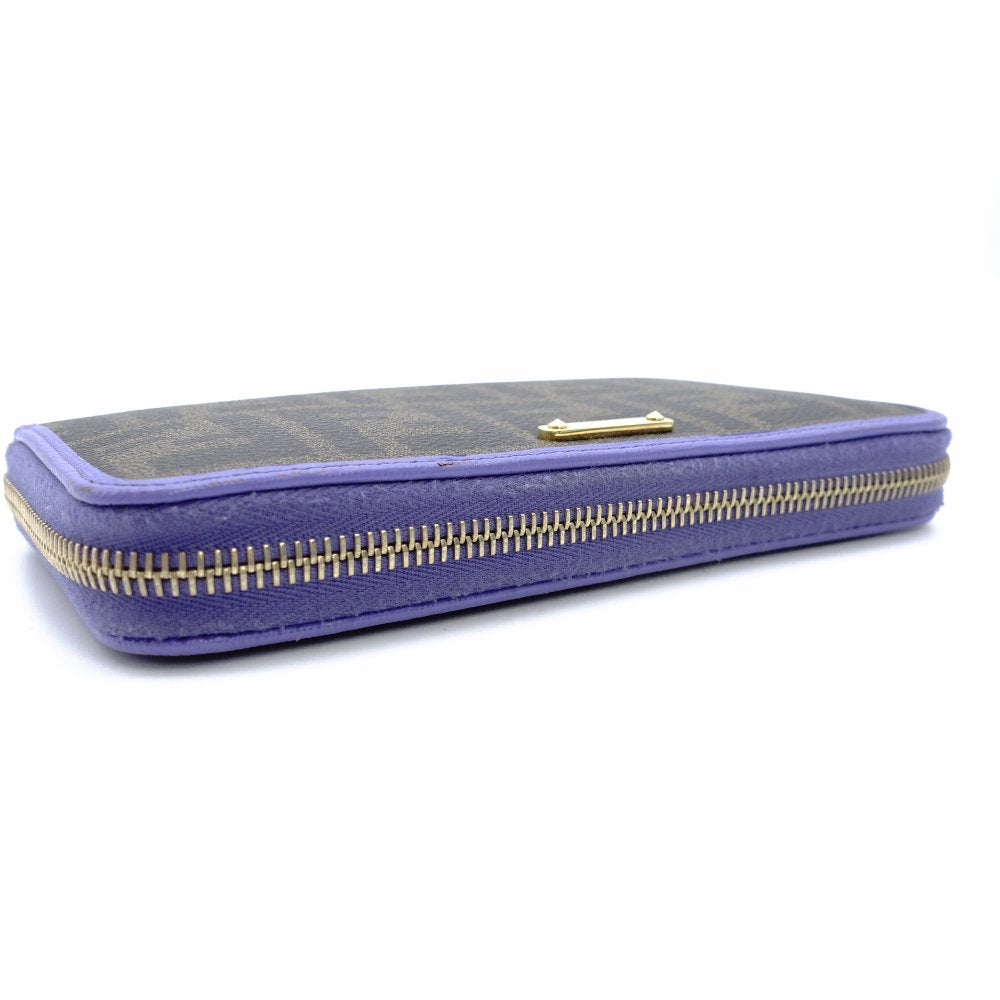 FENDI Zucca Zippy Wallet Long Wallet Brown × Purple PVC Leather Wallet with Box 7-12-533