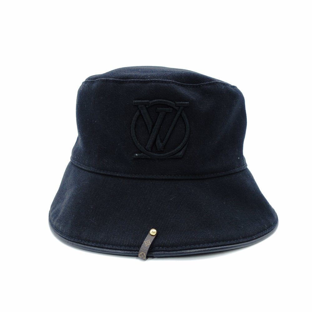 LOUIS VUITTON Bucket Hat Chapeau LV City Black Canvas M7054M Size approx. 58cm 7-12-280