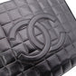 CHANEL Choco Bar Tote Bag, Shoulder Bag, Leather, Black