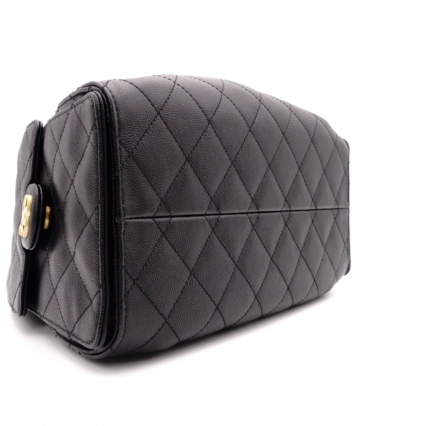 CHANEL Caviar Skin Chanel 25 Small Shoulder Bag, Leather, Black, Gold Hardware, IC Plate