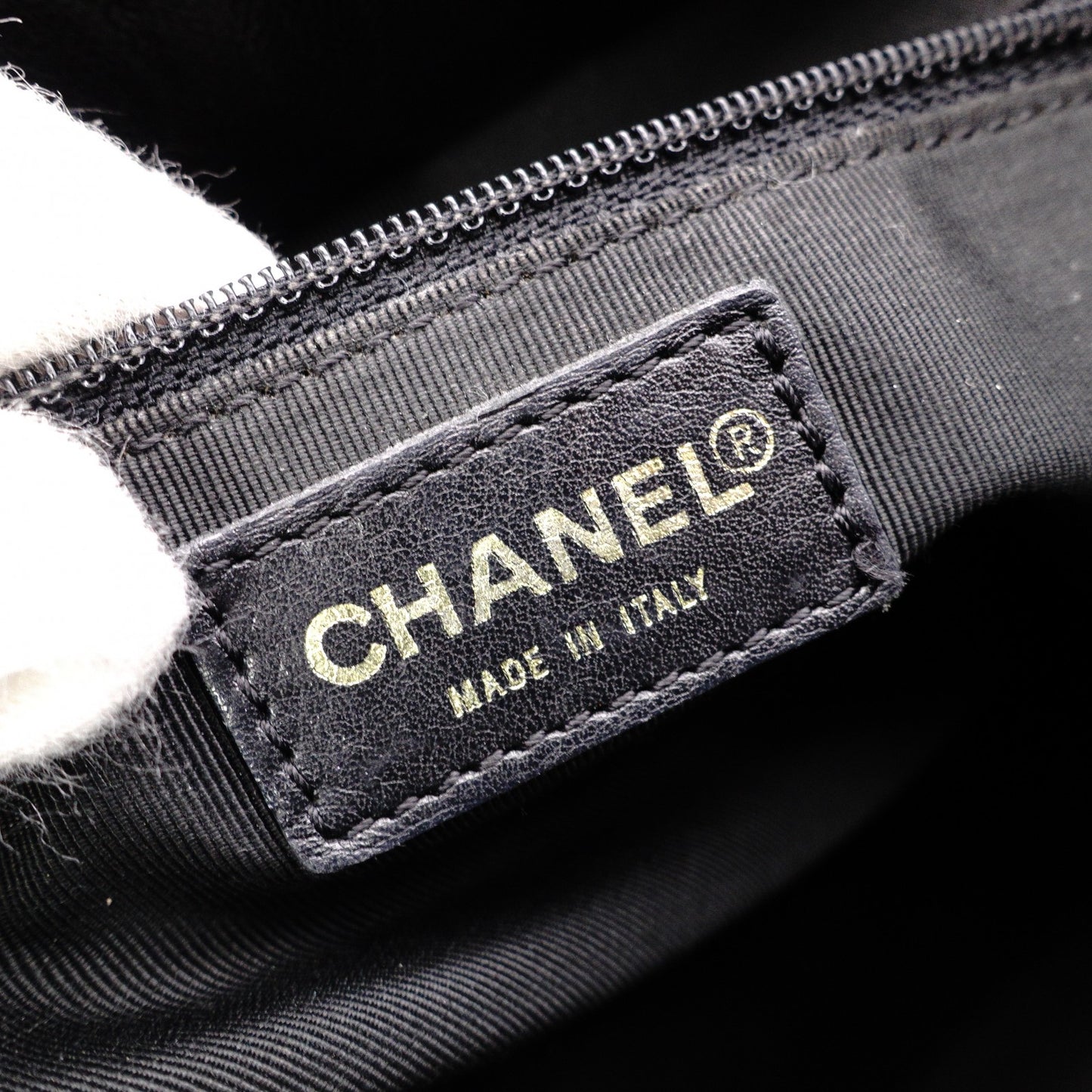 CHANEL Choco Bar Tote Bag, Shoulder Bag, Leather, Black