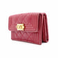 CHANEL Boy Chanel Tri-fold Wallet, Leather, Red Lambskin, Gold Hardware