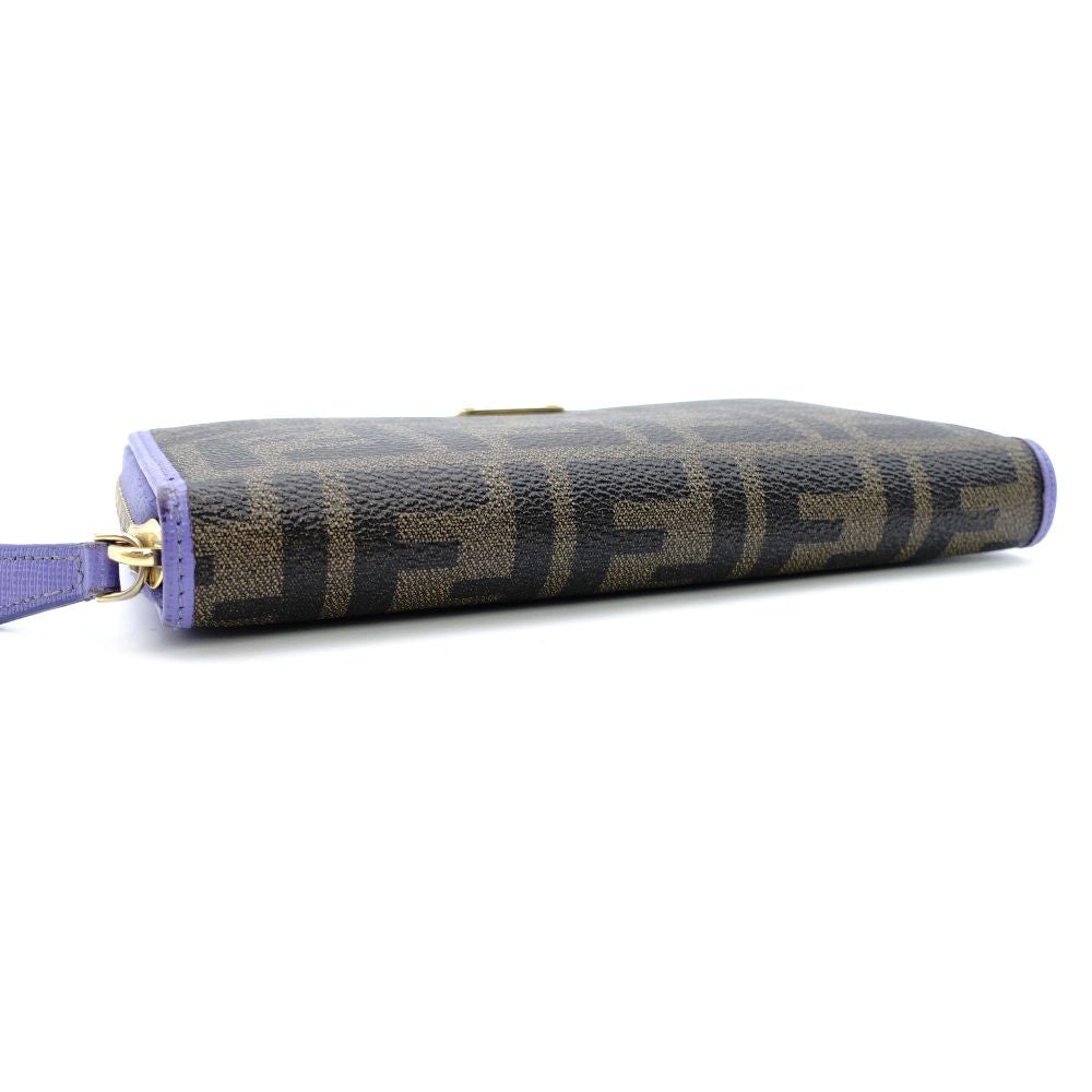FENDI Zucca Zippy Wallet Long Wallet Brown × Purple PVC Leather Wallet with Box 7-12-533