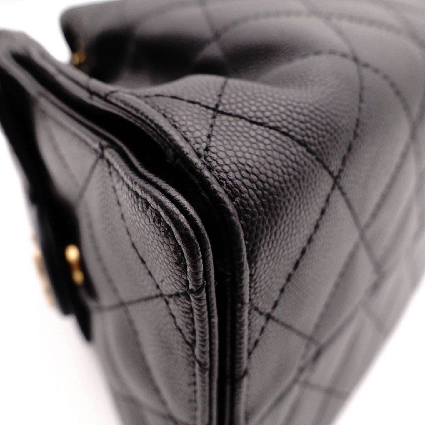 CHANEL Caviar Skin Chanel 25 Small Shoulder Bag, Leather, Black, Gold Hardware, IC Plate