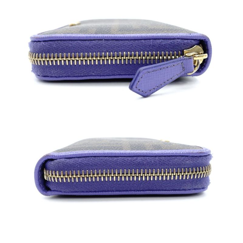 FENDI Zucca Zippy Wallet Long Wallet Brown × Purple PVC Leather Wallet with Box 7-12-533