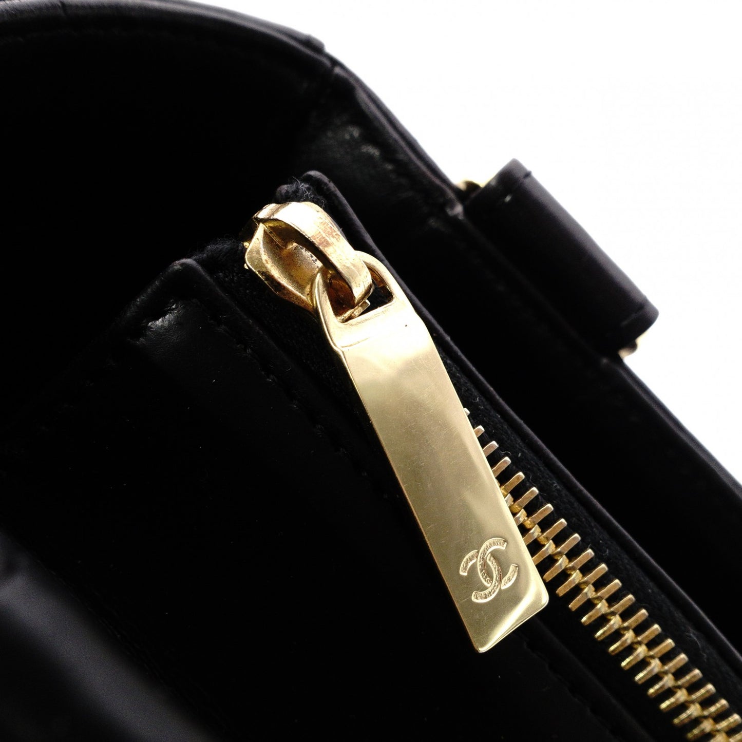 CHANEL Choco Bar Tote Bag, Shoulder Bag, Leather, Black