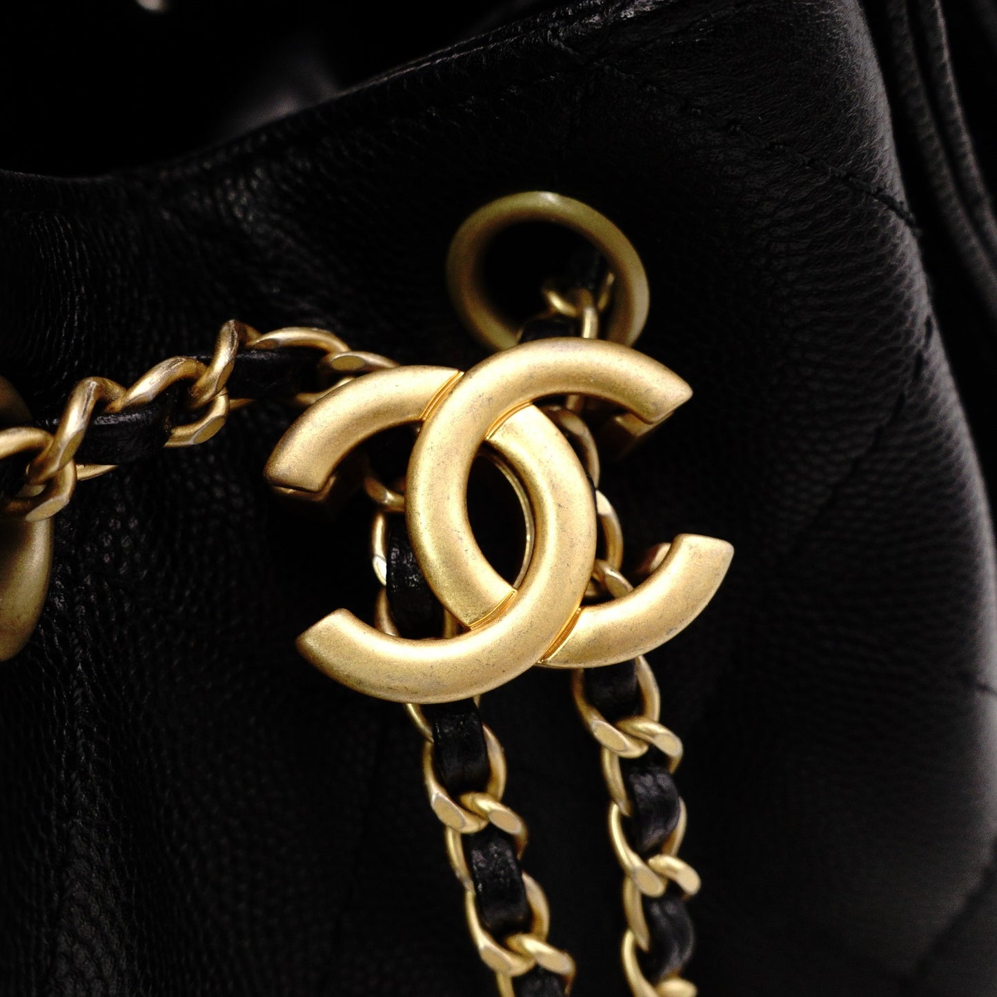 CHANEL Caviar Skin Chanel 25 Small Shoulder Bag, Leather, Black, Gold Hardware, IC Plate