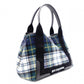 BALENCIAGA Navy Cabas S Handbag, Wool and Leather, Green Tones, with Pouch