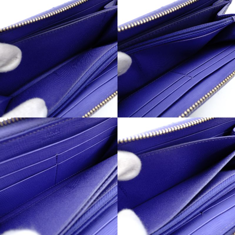 FENDI Zucca Zippy Wallet Long Wallet Brown × Purple PVC Leather Wallet with Box 7-12-533