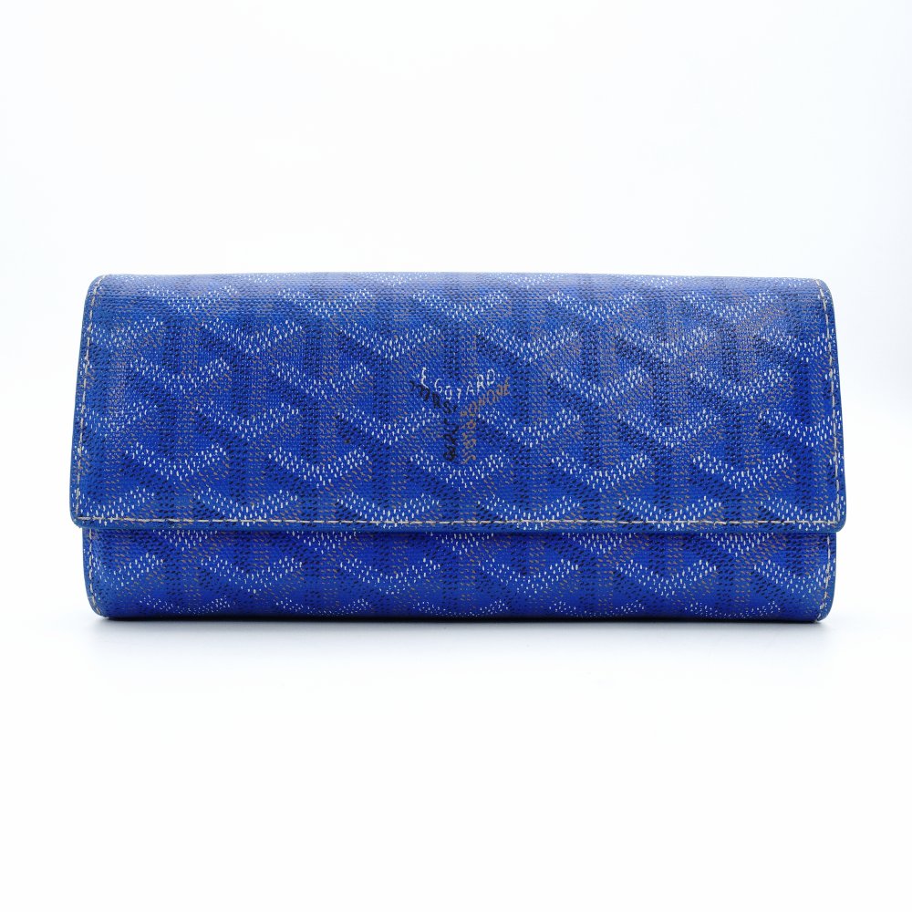 GOYARD Valenine Long Wallet Long Wallet Blue Logo Blue Leather Wallet 7-12-603