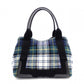 BALENCIAGA Navy Cabas S Handbag, Wool and Leather, Green Tones, with Pouch