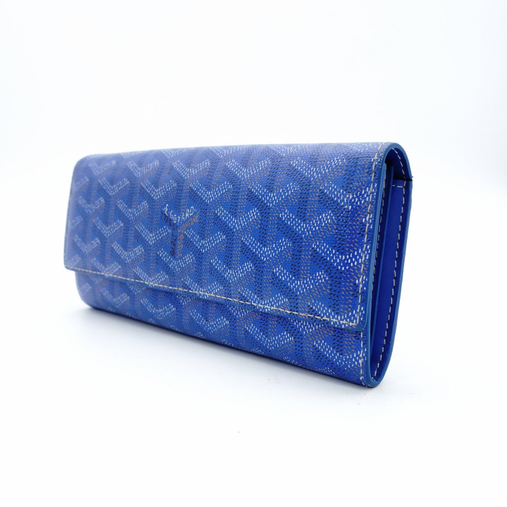 GOYARD Valenine Long Wallet Long Wallet Blue Logo Blue Leather Wallet 7-12-603