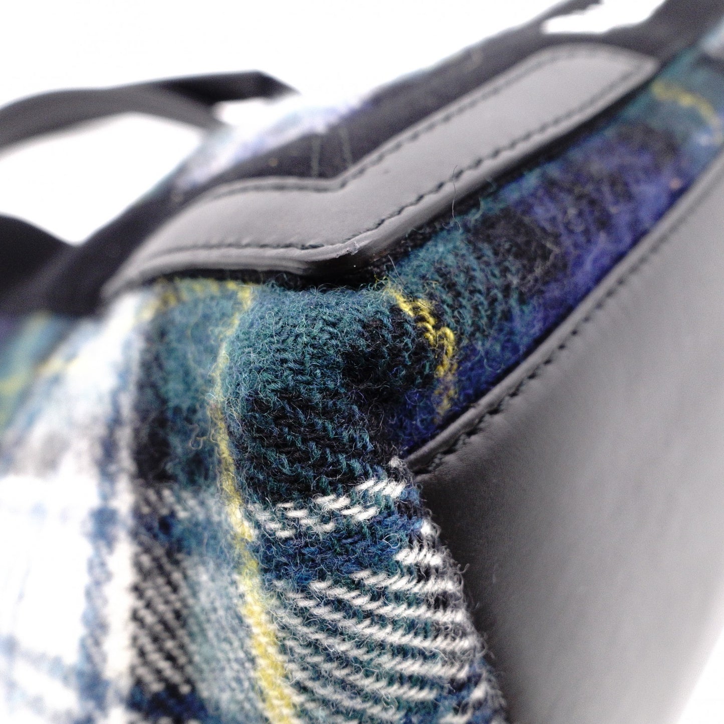 BALENCIAGA Navy Cabas S Handbag, Wool and Leather, Green Tones, with Pouch
