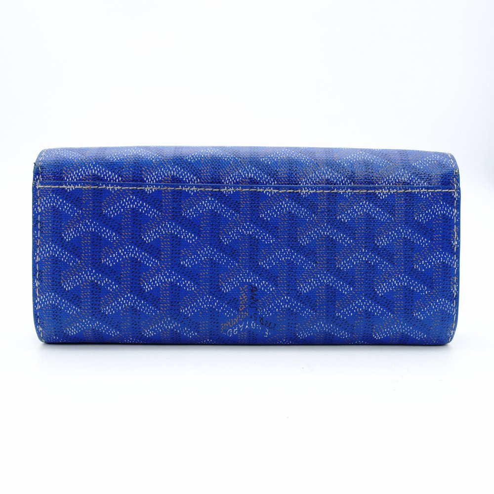 GOYARD Valenine Long Wallet Long Wallet Blue Logo Blue Leather Wallet 7-12-603
