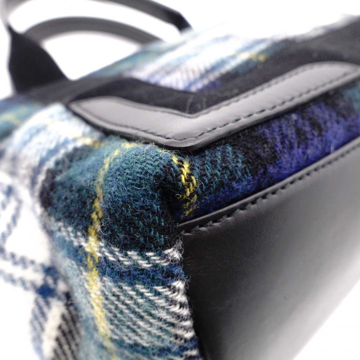 BALENCIAGA Navy Cabas S Handbag, Wool and Leather, Green Tones, with Pouch