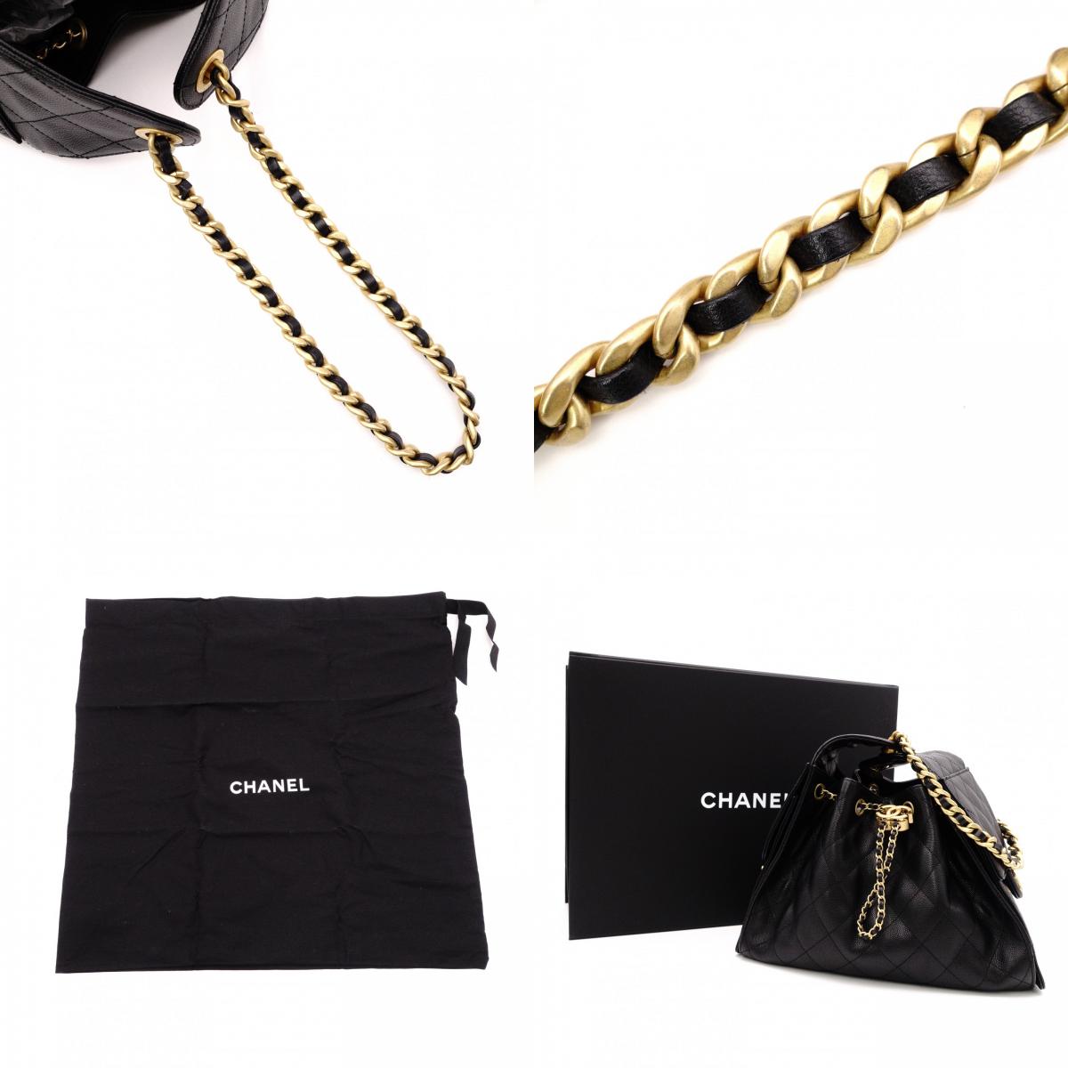 CHANEL Caviar Skin Chanel 25 Small Shoulder Bag, Leather, Black, Gold Hardware, IC Plate