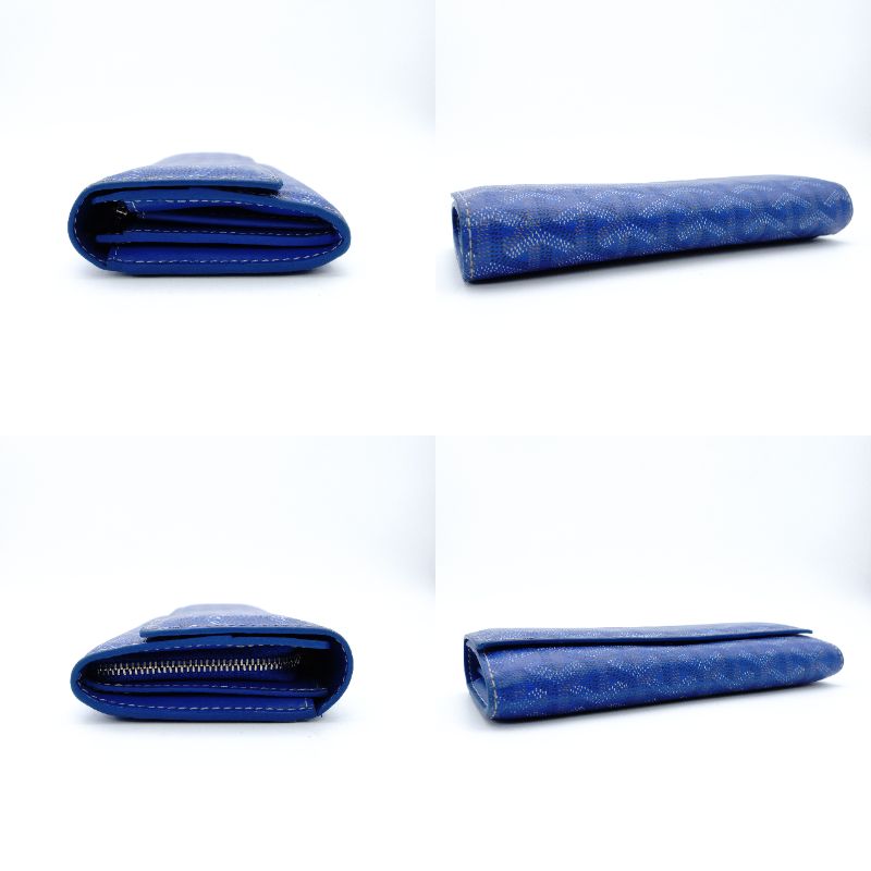 GOYARD Valenine Long Wallet Long Wallet Blue Logo Blue Leather Wallet 7-12-603