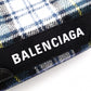 BALENCIAGA Navy Cabas S Handbag, Wool and Leather, Green Tones, with Pouch