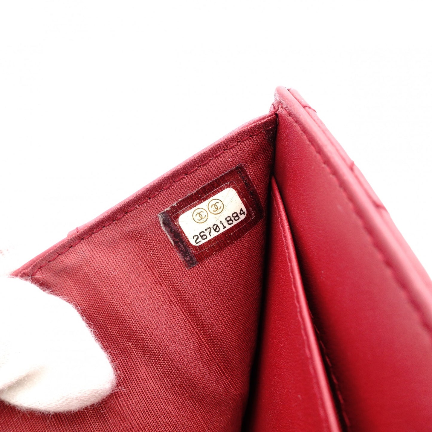 CHANEL Boy Chanel Tri-fold Wallet, Leather, Red Lambskin, Gold Hardware