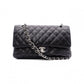 CHANEL Caviar Skin Classic W-Flap Shoulder Bag, Leather, Black, Silver Hardware