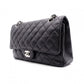 CHANEL Caviar Skin Classic W-Flap Shoulder Bag, Leather, Black, Silver Hardware