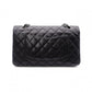 CHANEL Caviar Skin Classic W-Flap Shoulder Bag, Leather, Black, Silver Hardware