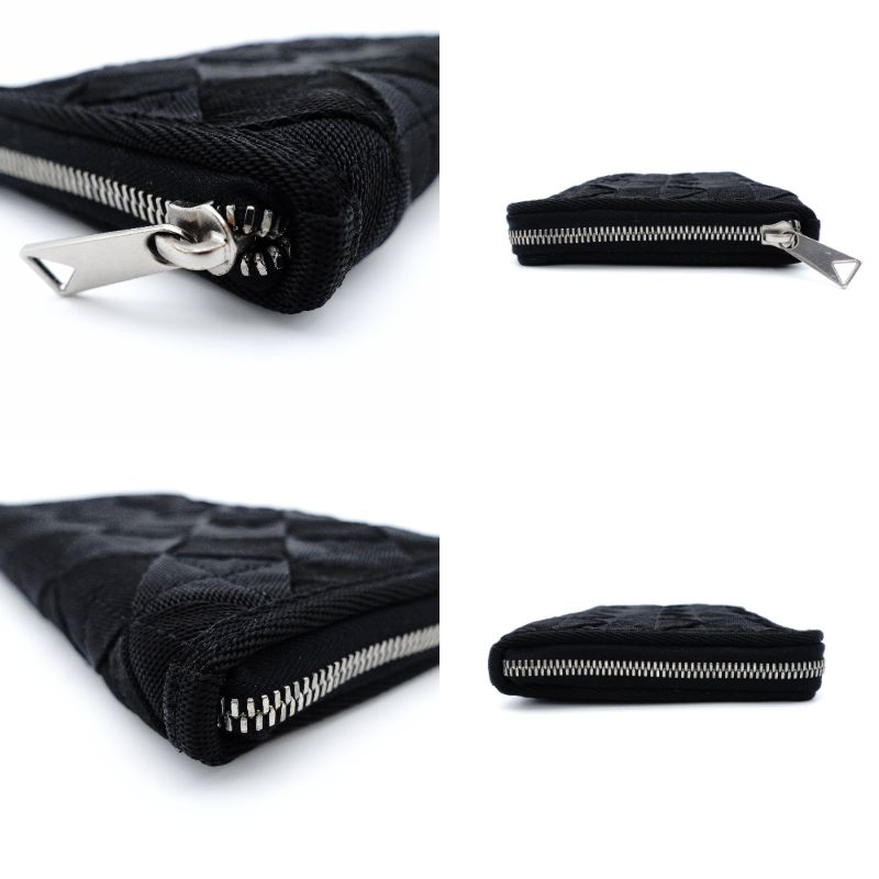 Bottega Veneta 24 Zip Wallet Black Nylon Black Wallet 7-12-788