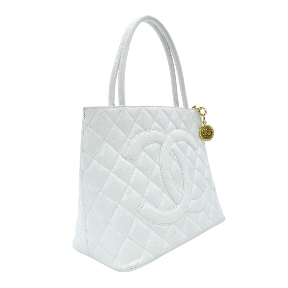 CHANEL Reissue Tote Bag Caviar Leather White Gold Hardware White Shoulder Tote Bag 7-10-240