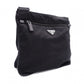 PRADA Shoulder Bag, Nylon, Black, Crossbody, Triangle Logo, Silver Hardware