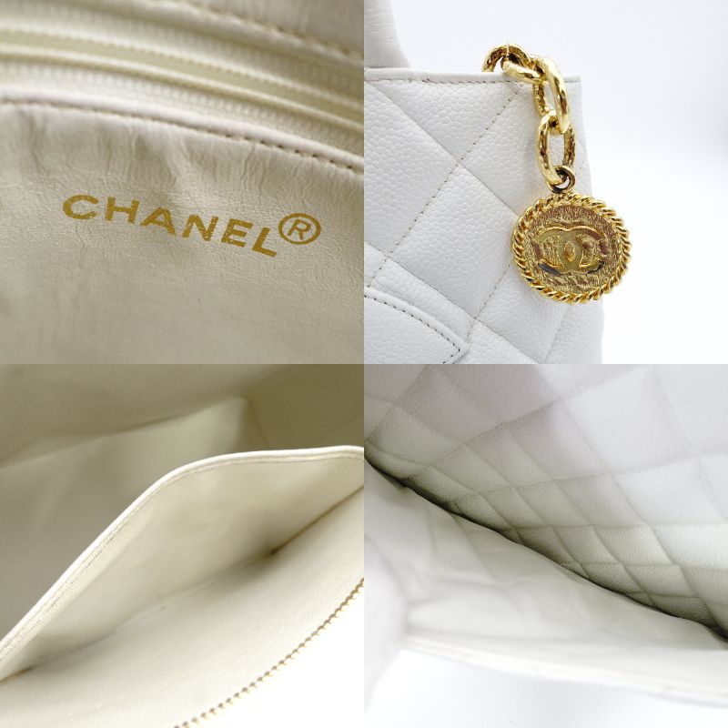 CHANEL Reissue Tote Bag Caviar Leather White Gold Hardware White Shoulder Tote Bag 7-10-240